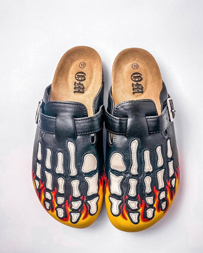 Bone Paisley Print Clogs