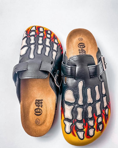 Bone Paisley Print Clogs