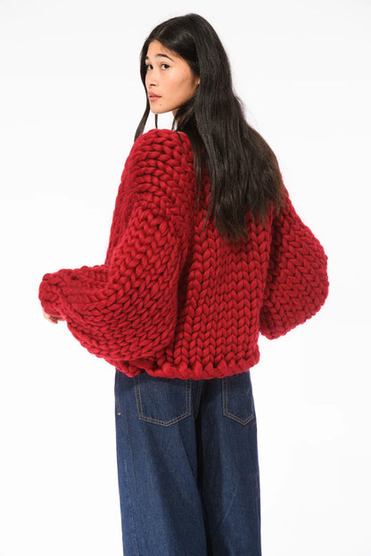 Burgundy Colossal Knit Cardigan